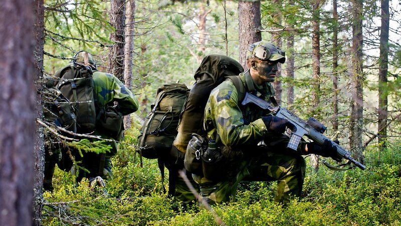 Soldiers in Forest — Green, Tense, Afternoon, Photograph, Rifle