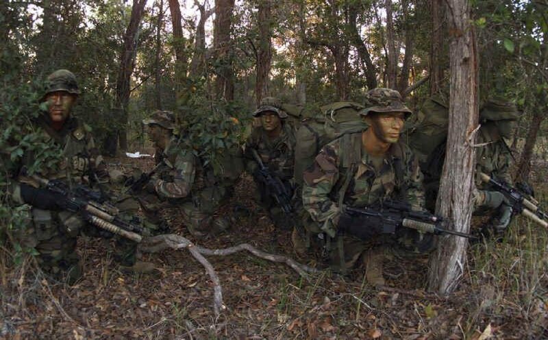 Soldiers in Forest — Green, Tense