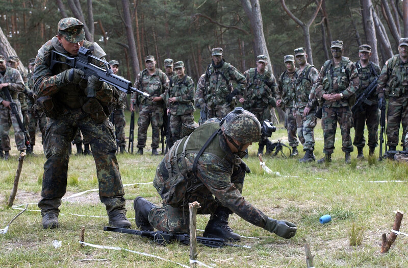 Soldiers in forest training