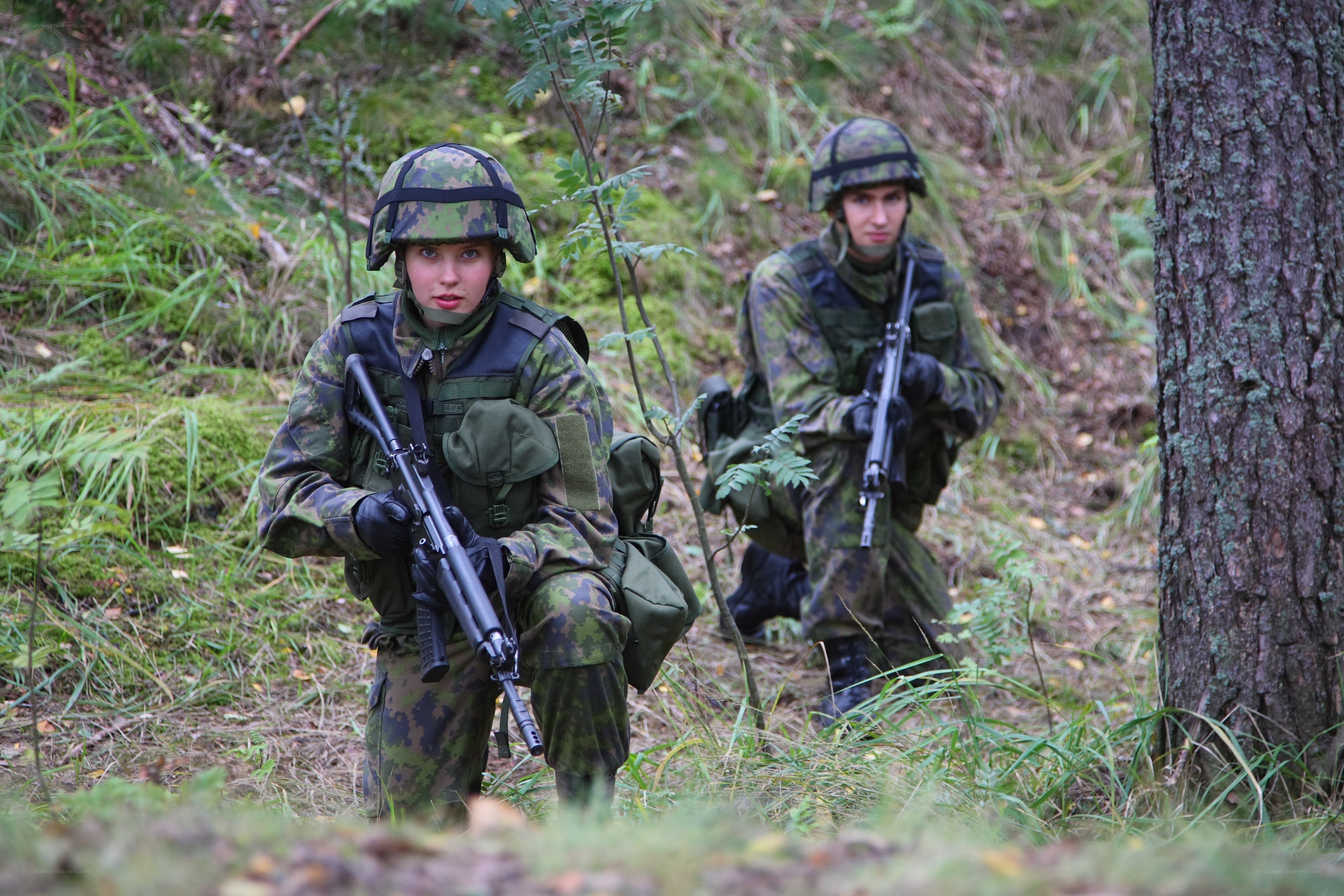 Soldiers in forest training