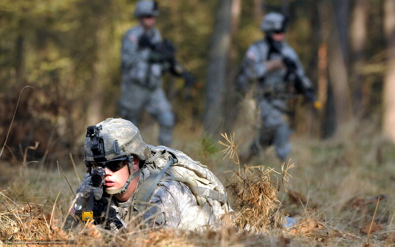 Soldiers in forest training