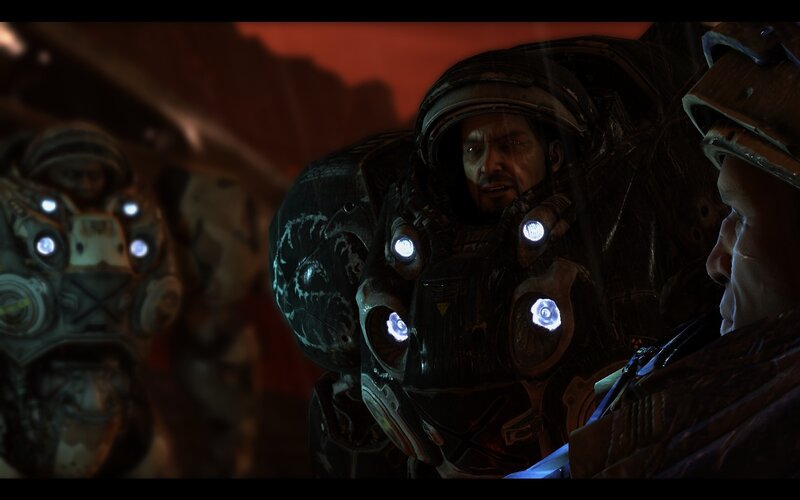 soldiers in futuristic armor