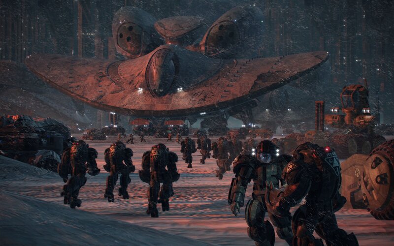 soldiers in futuristic armor