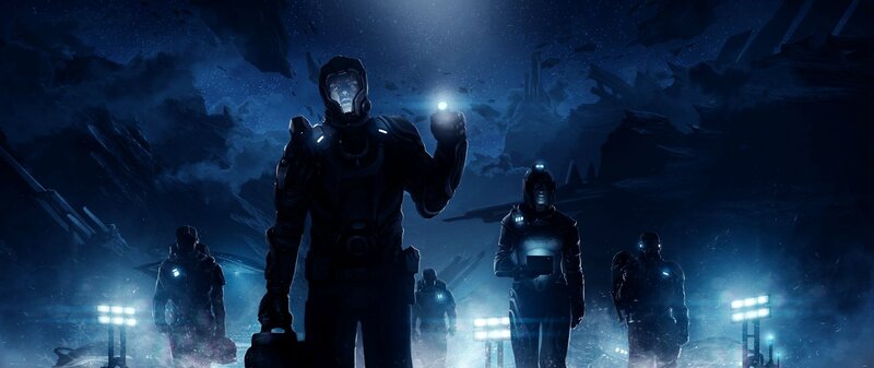 soldiers in futuristic armor