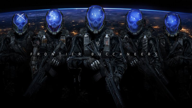 Soldiers in Futuristic Armor — Black, Dramatic, Night, Digital Art