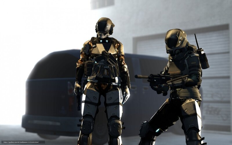 Soldiers in Futuristic Armor — Gray, Tense