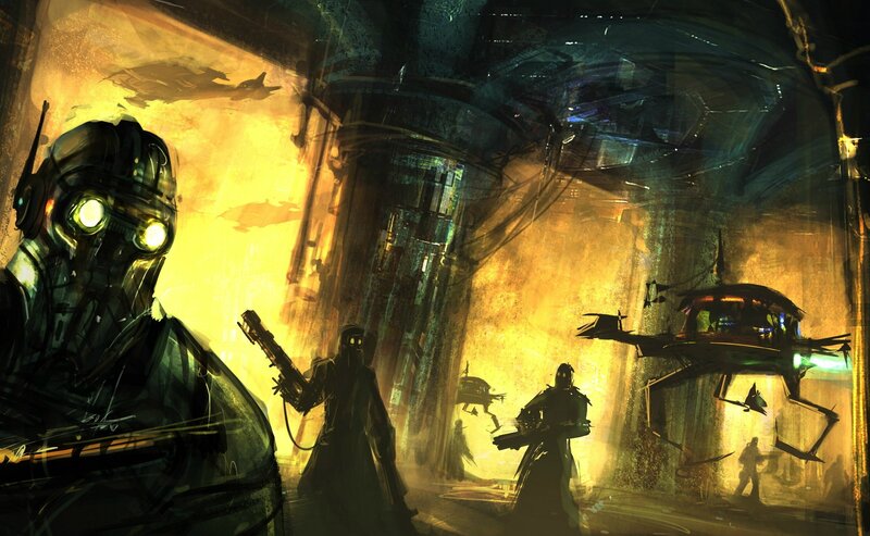 Soldiers in Futuristic City — Yellow