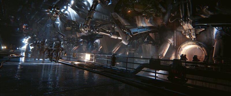 Soldiers in Futuristic Corridor — Black