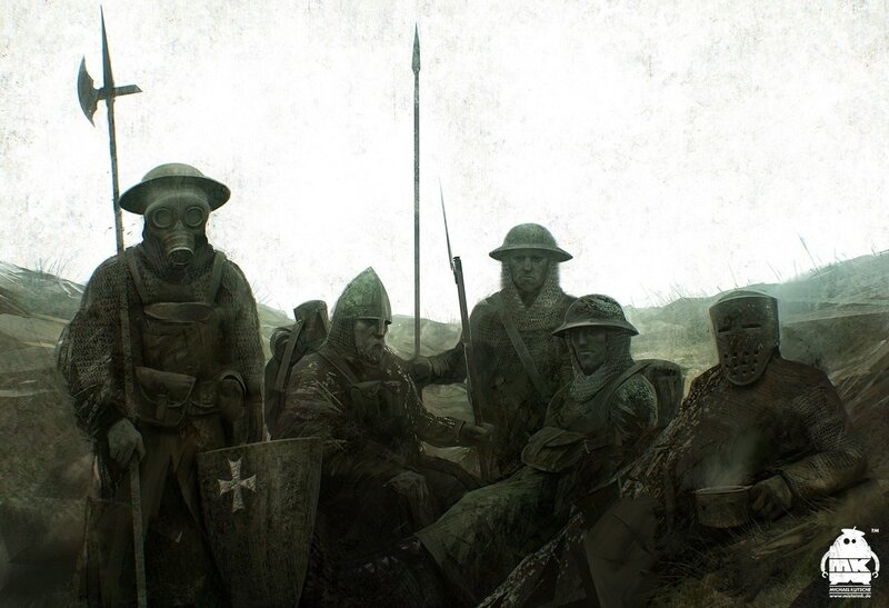 soldiers in gas masks