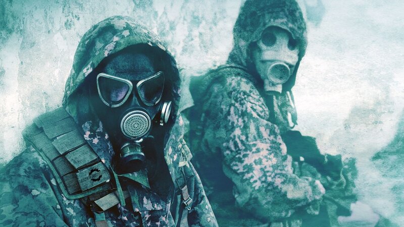 Soldiers in gas masks