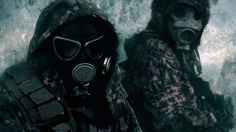 soldiers in gas masks