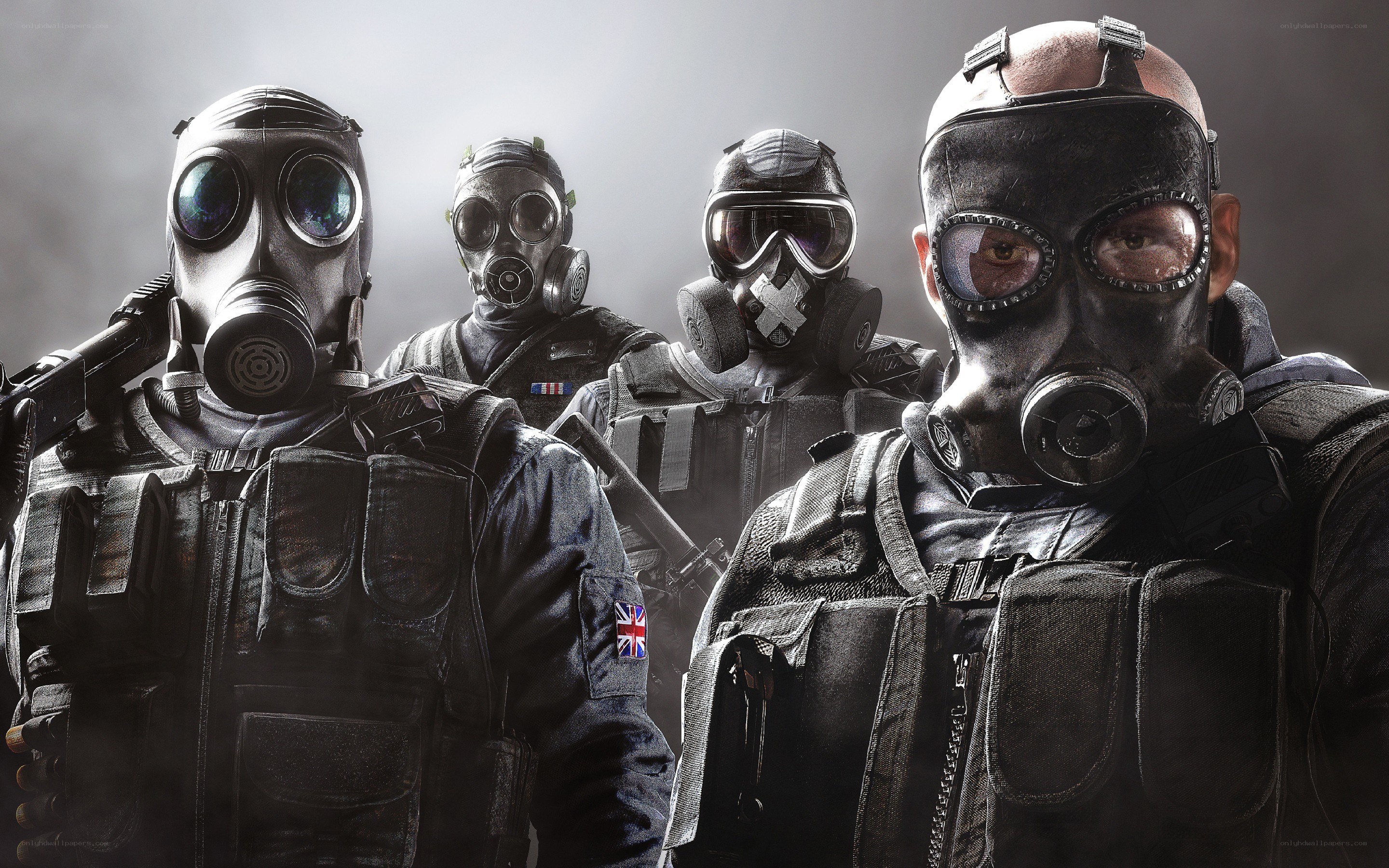 soldiers in gas masks