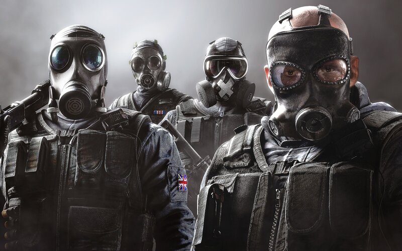 Soldiers in Gas Masks — Black, Dramatic, 3d Render