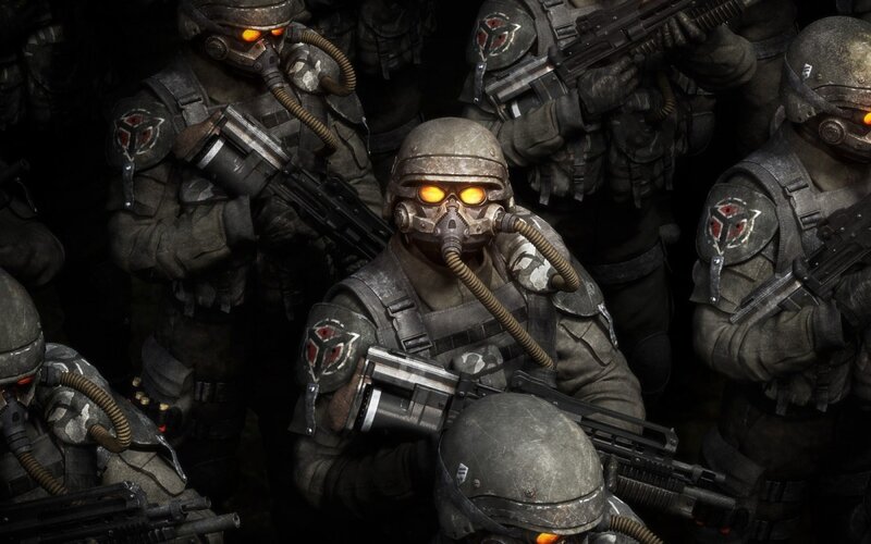 Soldiers in Gas Masks — Gray, Dark