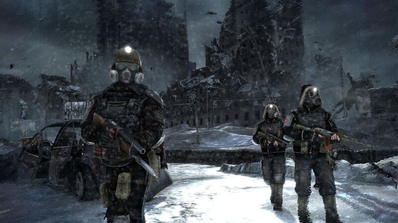 Soldiers in Gas Masks — Gray, Dramatic, Bleak