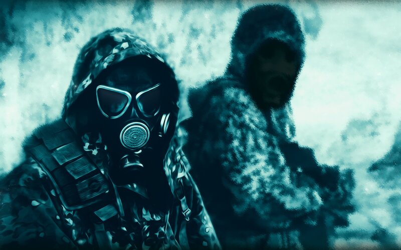 Soldiers in Gas Masks — Teal
