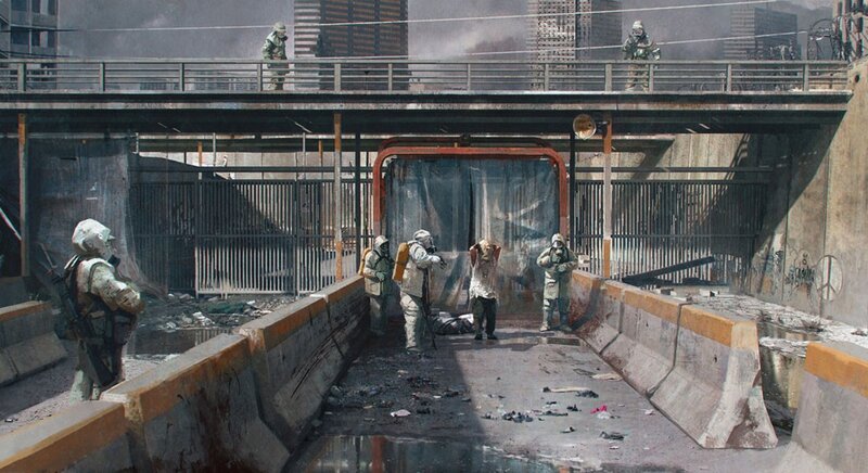 Soldiers in Hazmat Suits — Gray