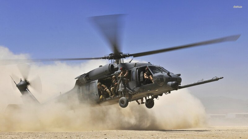 Soldiers in Helicopter — Blue