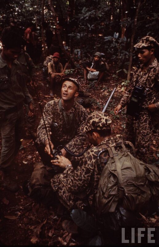 Soldiers in jungle communication