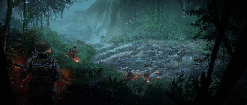 Soldiers in Jungle — Green, Dramatic, Night