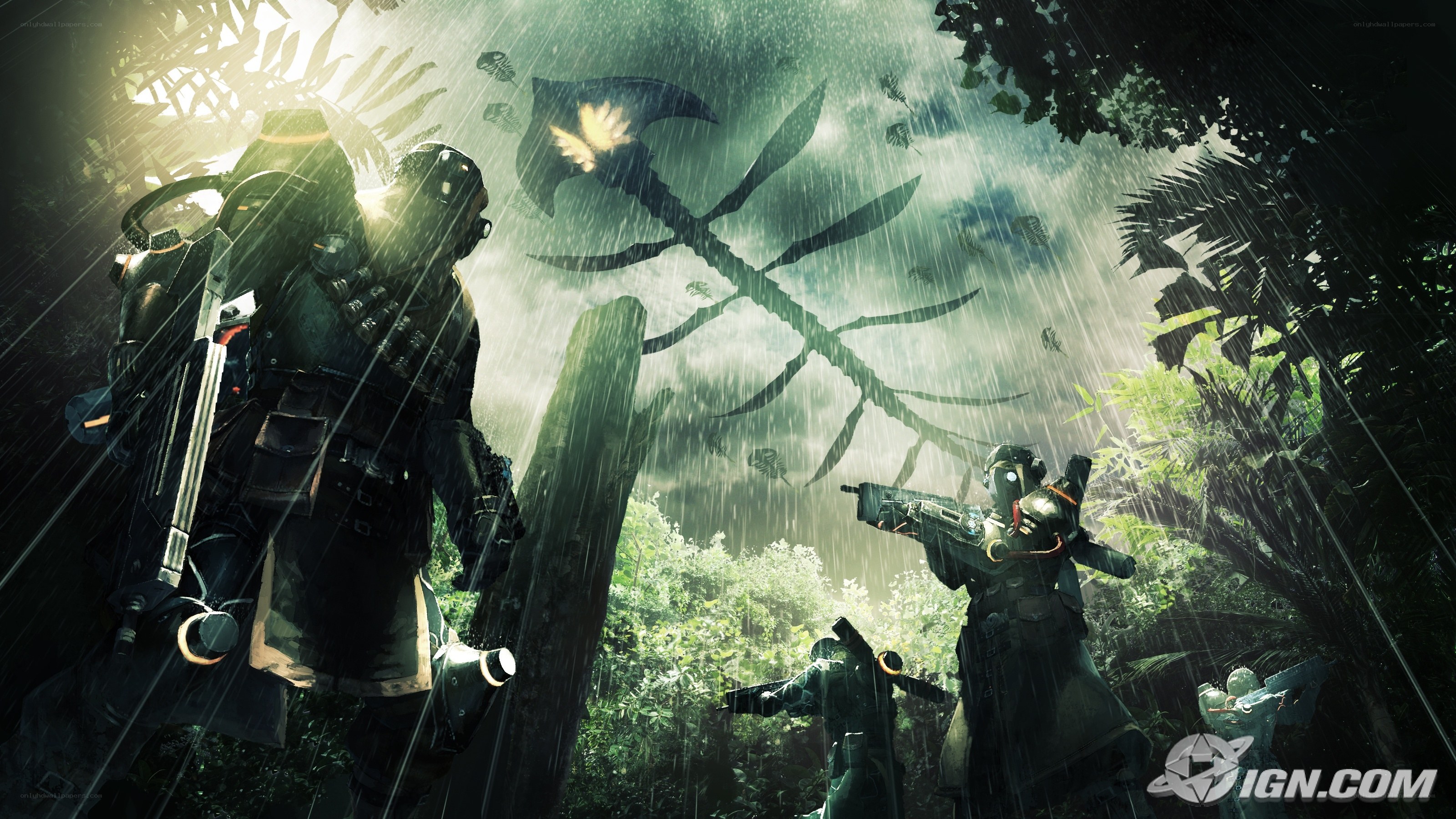 soldiers in jungle storm