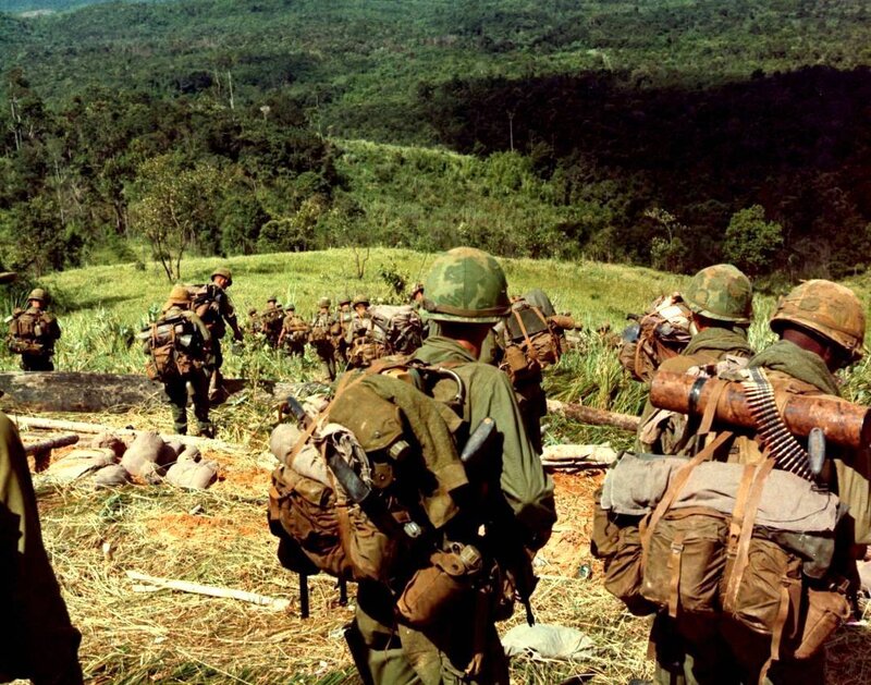 Soldiers in jungle terrain