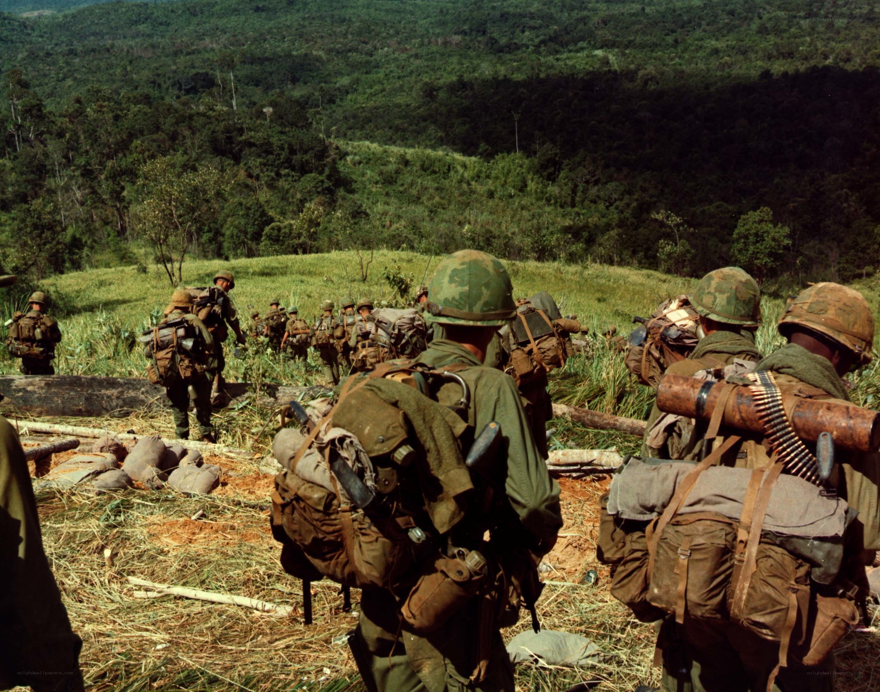 Soldiers in jungle terrain