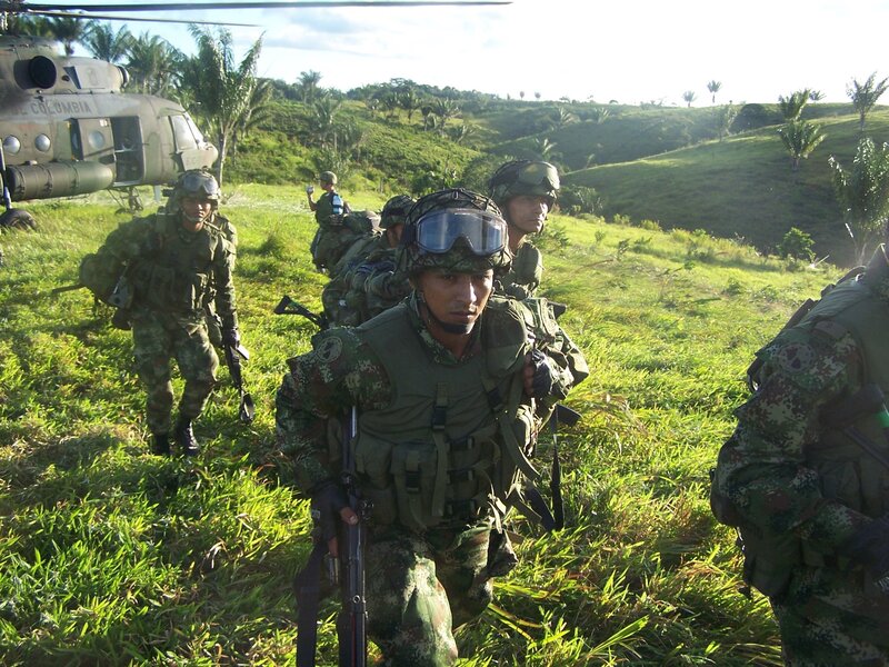 Soldiers in jungle terrain