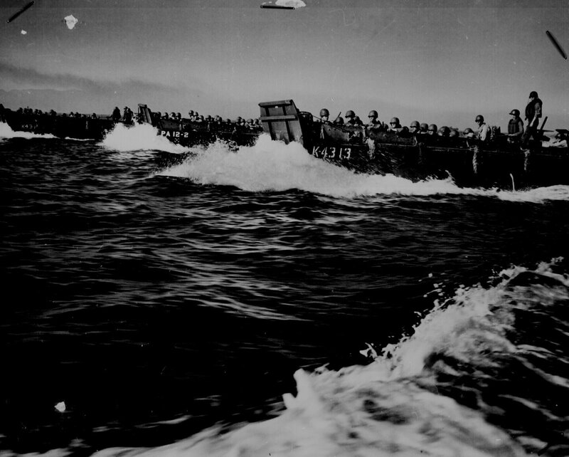 Soldiers in landing craft