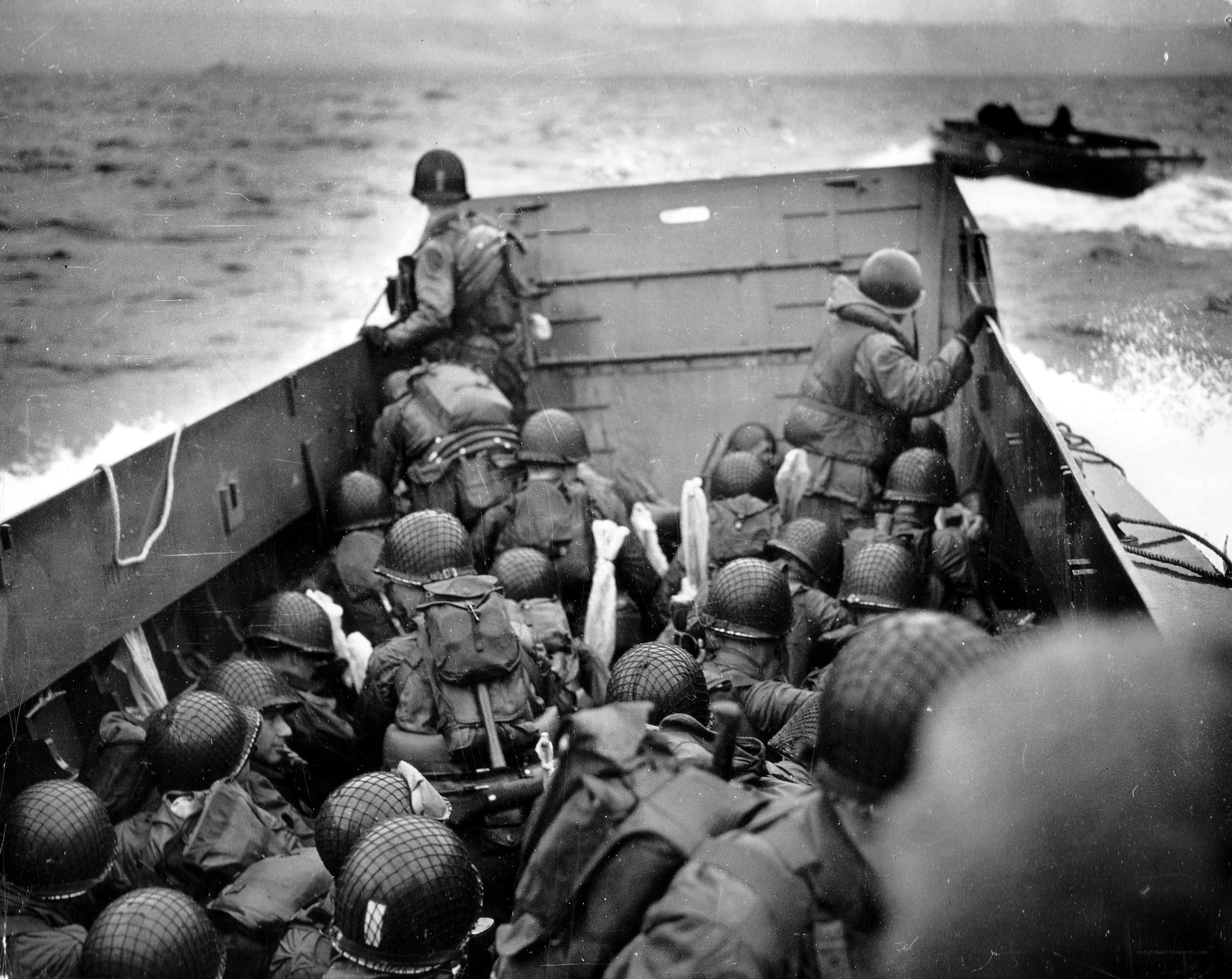 Soldiers in landing craft
