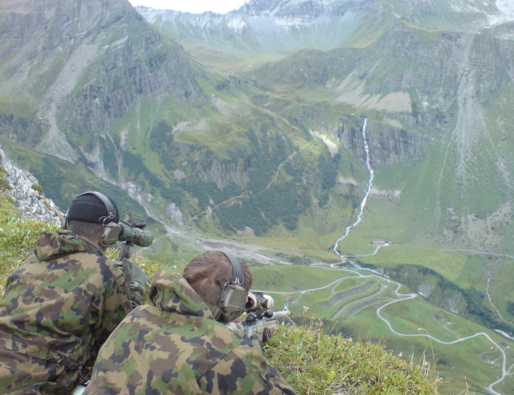 Soldiers in mountain terrain