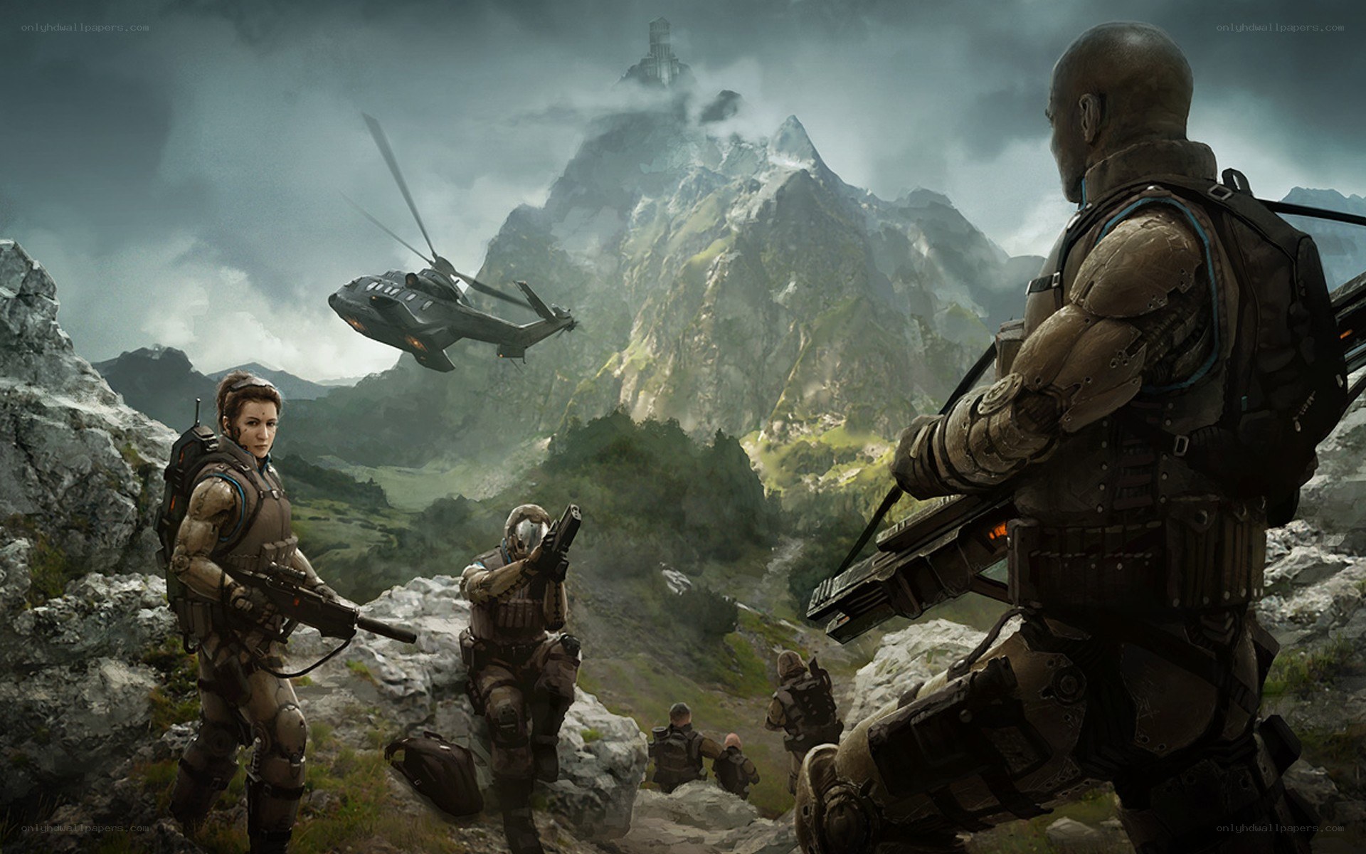 Soldiers in mountain terrain