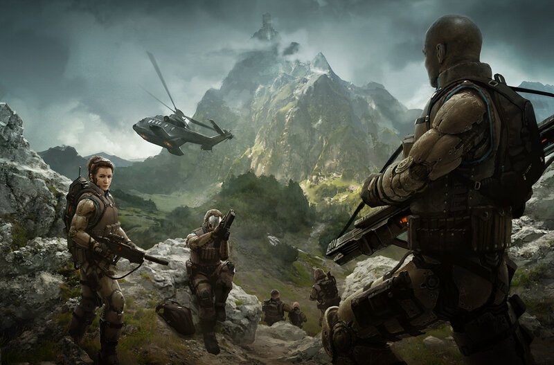 Soldiers in Mountain Terrain — Gray