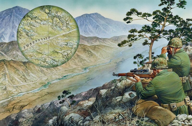 Soldiers in Mountain Terrain — Green, Dramatic, Afternoon