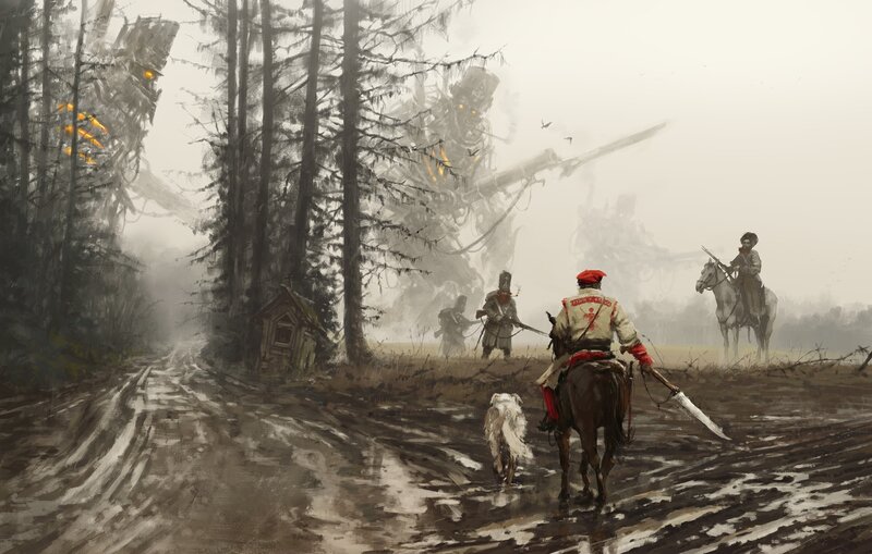 Soldiers in Muddy Field — Gray