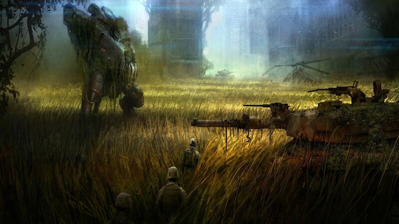 Soldiers in Overgrown Field