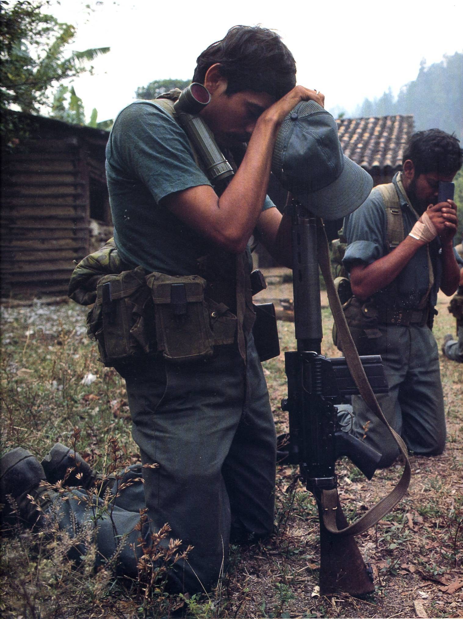 Soldiers in prayer