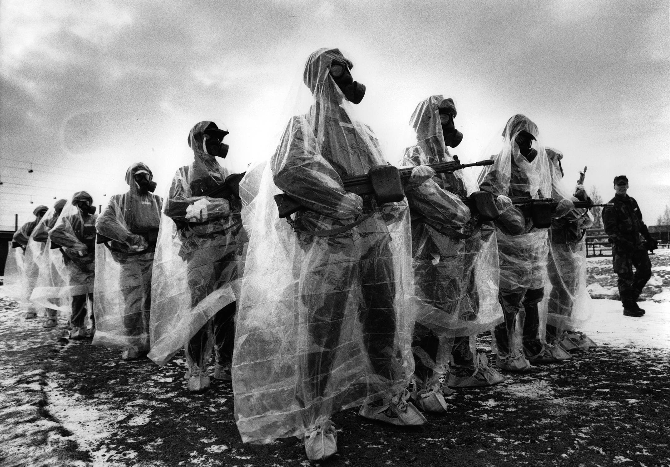 Soldiers in protective gear