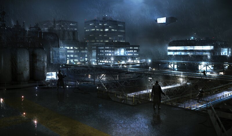 Soldiers in Rainy City — Black