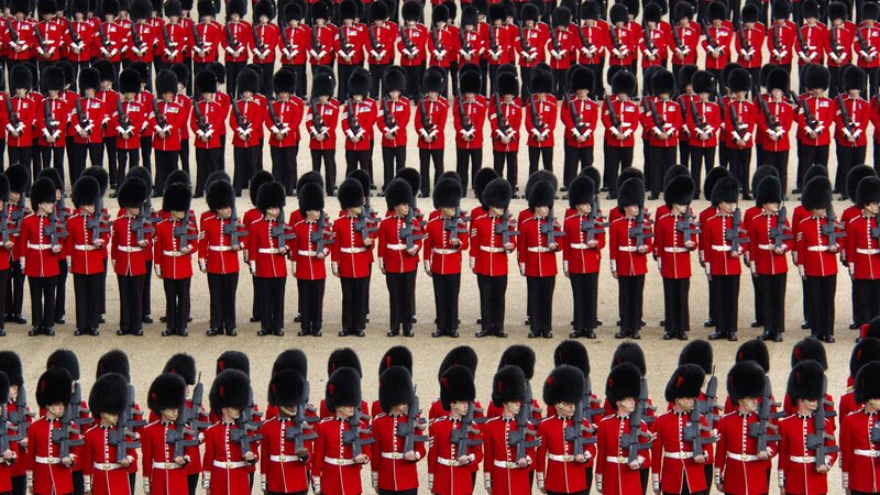 Soldiers in red uniforms