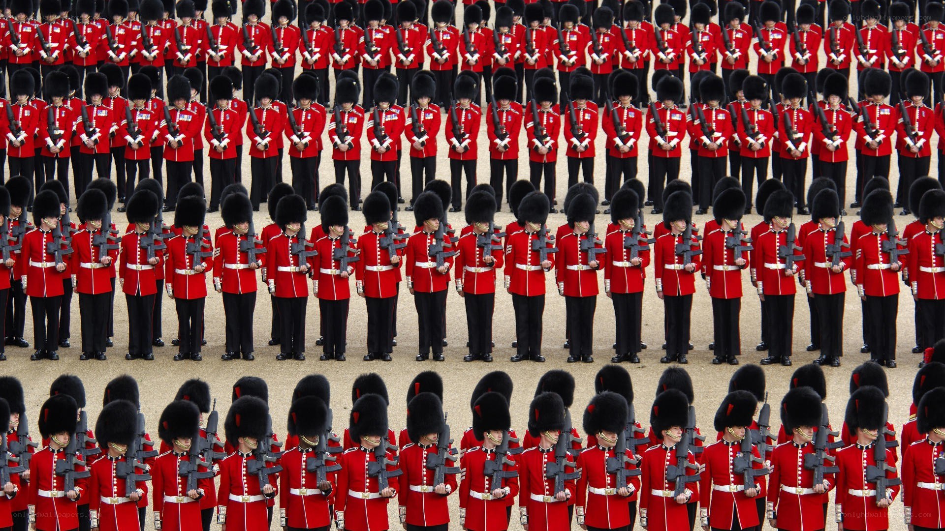 Soldiers in red uniforms