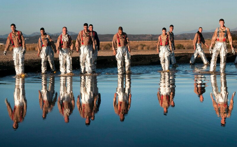 Soldiers in Reflective Suits