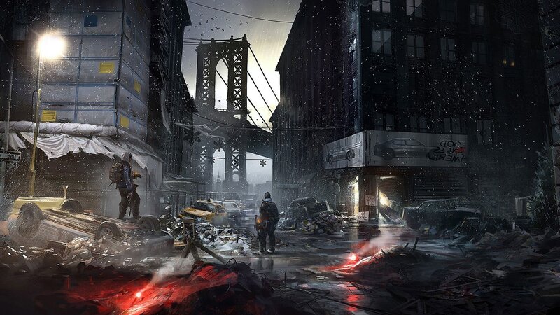 Soldiers in Ruined City — Gray, Dramatic, Night, Digital Art