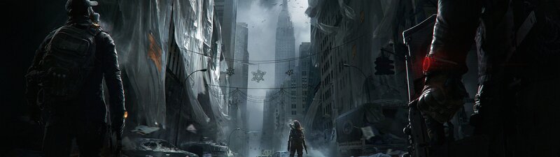 Soldiers in Ruined City — Gray, Dramatic, Winter