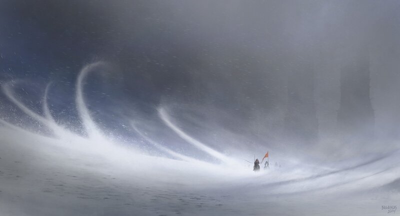 Soldiers in Snowstorm — White