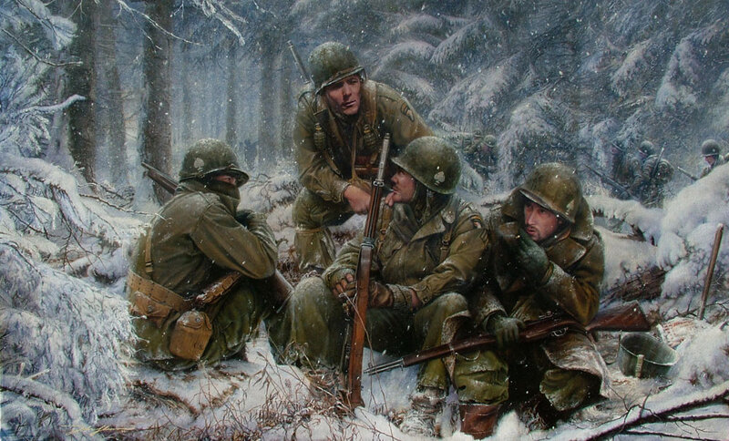 Soldiers in Snowy Forest — Green