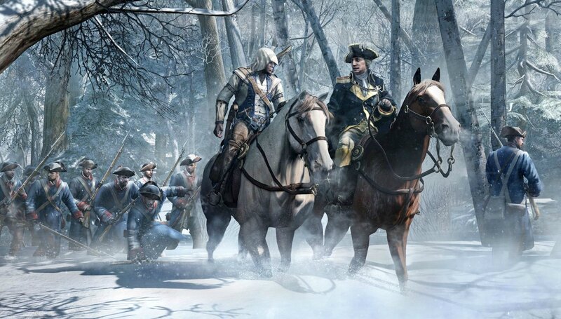 Soldiers in Snowy Forest — White, Dramatic, Winter, Digital Art, Horses