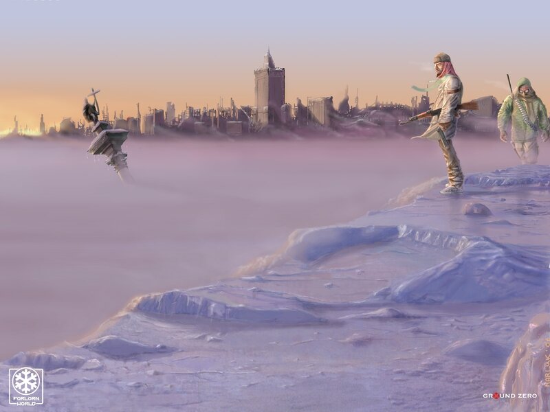 Soldiers in Snowy Landscape — Purple, Dramatic