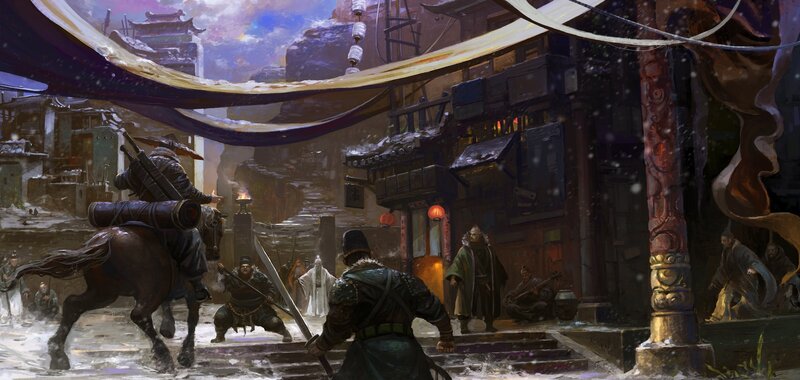 Soldiers in Snowy Town