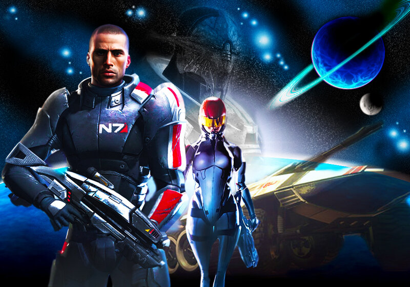 Soldiers in Space Armor — Blue, Dramatic, Night